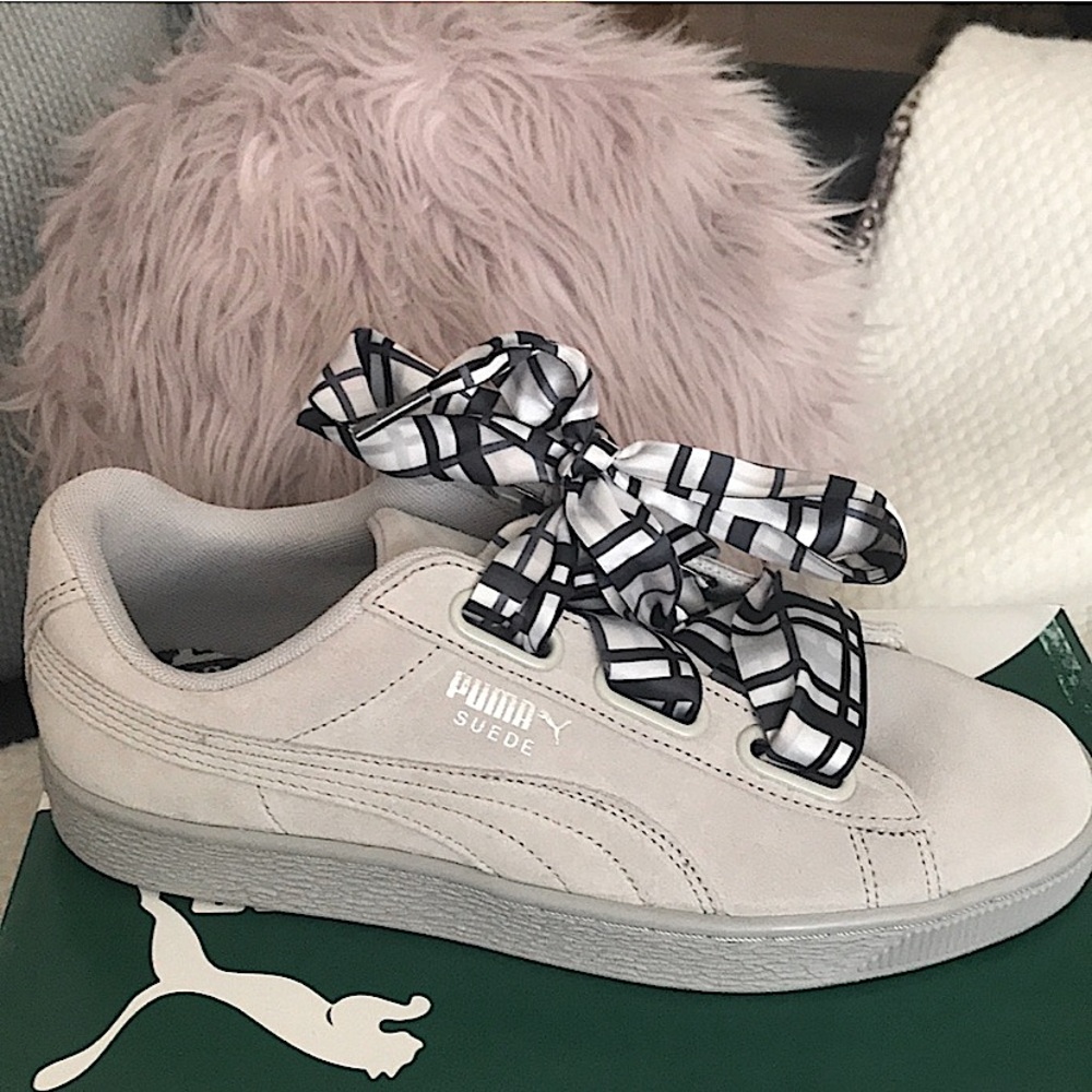 Suede heart plaid Puma shoes